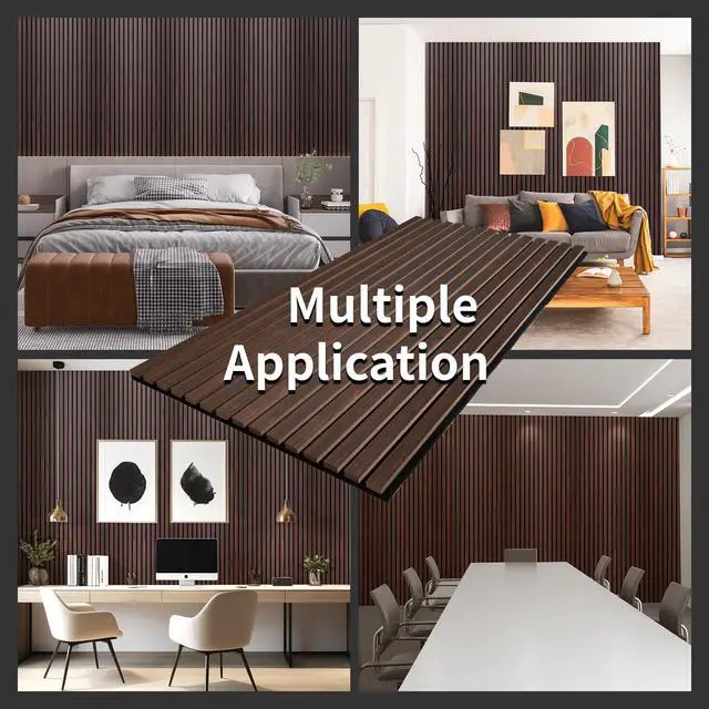 Alt view image 5 of 6 - Soundproof Wood Slat Wall Panel, 2 Pack | 3D Soundproof Wall Panels, Large Acoustic Panels, for Interior Ceiling, Wall Decor Noise Reduction, 48.03 x 23.82 x 0.83 Inch