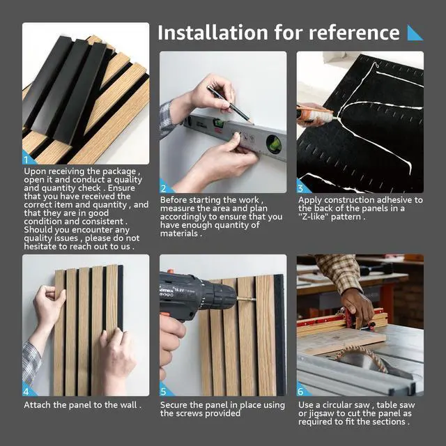 Alt view image 6 of 6 - Soundproof Wood Slat Wall Panel, 2 Pack | 3D Soundproof Wall Panels, Large Acoustic Panels, for Interior Ceiling, Wall Decor Noise Reduction, 48.03 x 23.82 x 0.83 Inch