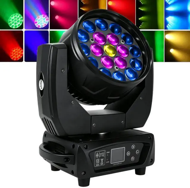 Main image of 19x15W Moving Head DJ Light, RGBW Zoom LED Stage Lights | Beam/Wash/Zoom Stage Effects, Sound Active & DMX512 Control, 10-60° Zoom Motorized, DJ Lights for Parties Wedding Disco Night