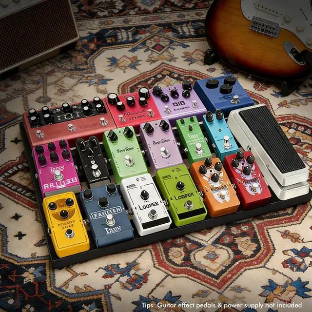 Alt view image 6 of 6 - Guitar Pedal Board Aluminum Guitar Effect Pedal Board 18'' x 12.5'' Guitar Effects Pedalboard Accessories with Carrying Bag