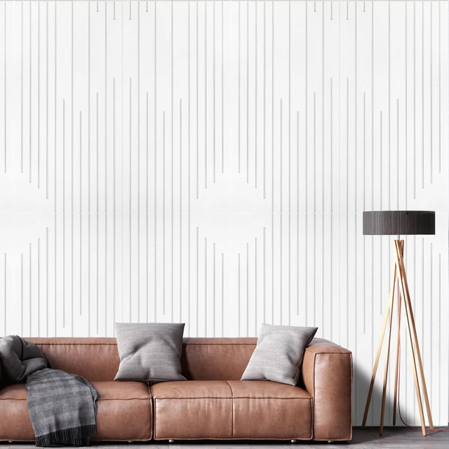 Alt view image 5 of 6 - Acoustic Wall Panels Sound Absorbing Panels Noise Reducing for Walls | 4 Pack 47*24 Inch High Density Self-Adhesive Sound Proof Panels Intermittent Vertical Fluted Large Acoustic Panel,White