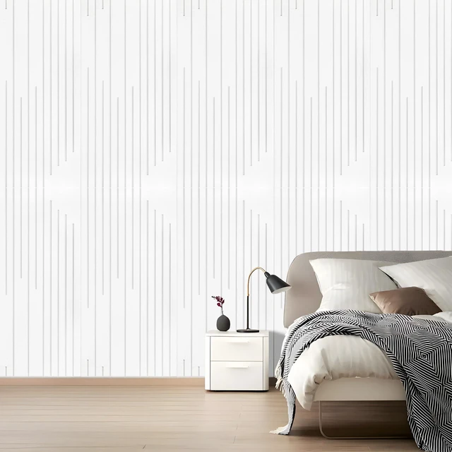 Alt view image 6 of 6 - Acoustic Wall Panels Sound Absorbing Panels Noise Reducing for Walls | 4 Pack 47*24 Inch High Density Self-Adhesive Sound Proof Panels Intermittent Vertical Fluted Large Acoustic Panel,White