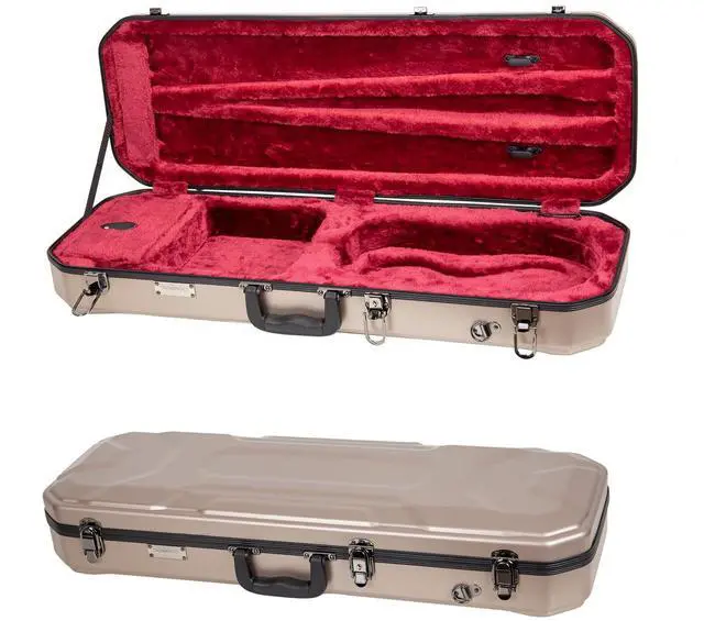 Main image of Oblong Case fits 4/4 Full-Size Violin, Includes Interior Compartment, 2 Bow Holders, Security Lock, and Detachable Straps-Champagne (CRA860VFCH-R)