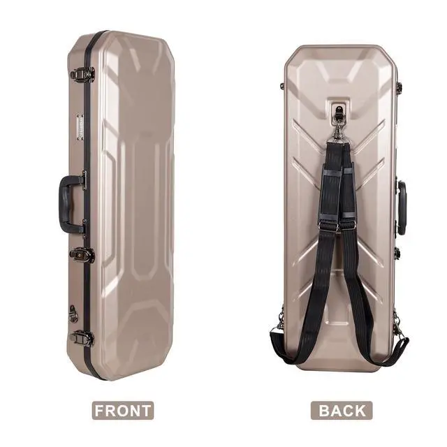 Alt view image 3 of 6 - Oblong Case fits 4/4 Full-Size Violin, Includes Interior Compartment, 2 Bow Holders, Security Lock, and Detachable Straps-Champagne (CRA860VFCH-R)