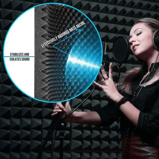 Alt view image 3 of 6 - Sound Wall Panel Studio Foam-Acoustic Isolation Absorber Shield and Dampening Wedge with Height Adjustable, Includes Tripod Base Stand, 2 Pack PSIP24X2