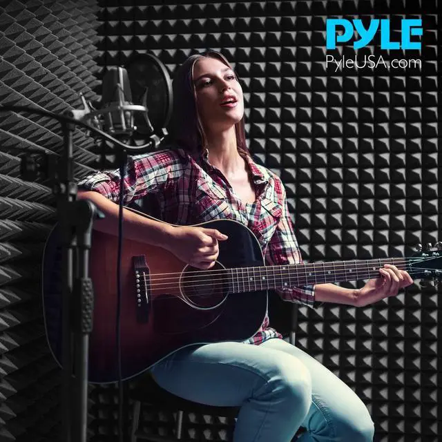 Alt view image 6 of 6 - Sound Wall Panel Studio Foam-Acoustic Isolation Absorber Shield and Dampening Wedge with Height Adjustable, Includes Tripod Base Stand, 2 Pack PSIP24X2
