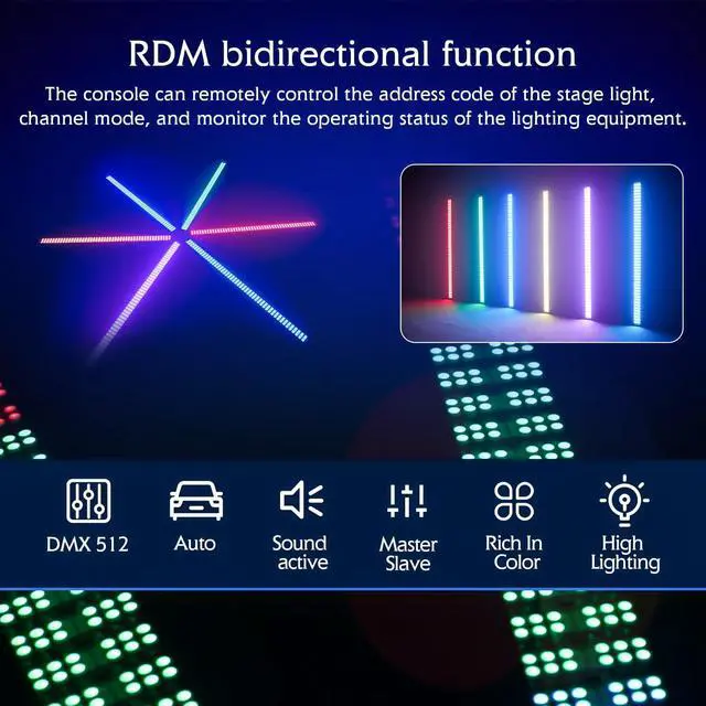 Alt view image 3 of 6 - Stage Lights 200W LED DJ Light Bar RGBW 4in1 Strobe Light Bar,Wash Light Bar 96 Partition Pixels 576 LEDs DMX Control Sound Activated for Parties, Clubs, Weddings, Church Events