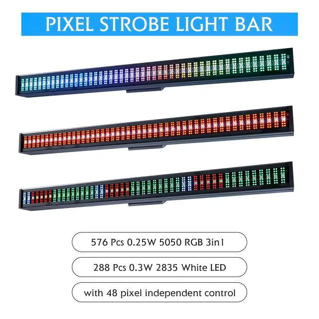 Alt view image 5 of 6 - Stage Lights 200W LED DJ Light Bar RGBW 4in1 Strobe Light Bar,Wash Light Bar 96 Partition Pixels 576 LEDs DMX Control Sound Activated for Parties, Clubs, Weddings, Church Events