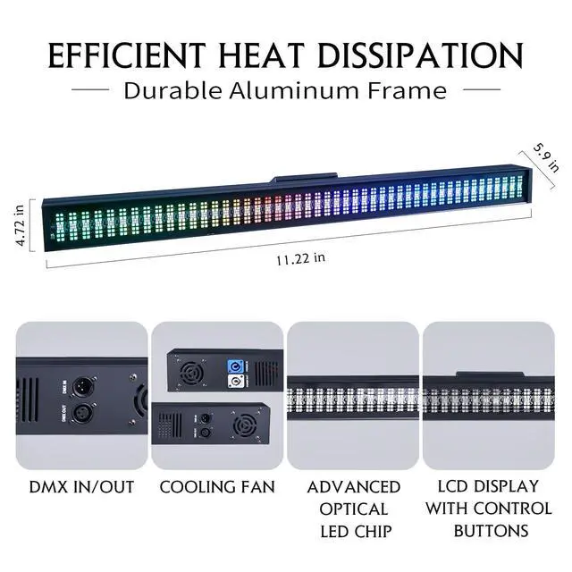 Alt view image 6 of 6 - Stage Lights 200W LED DJ Light Bar RGBW 4in1 Strobe Light Bar,Wash Light Bar 96 Partition Pixels 576 LEDs DMX Control Sound Activated for Parties, Clubs, Weddings, Church Events