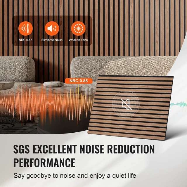 Alt view image 4 of 6 - Wood Slat Acoustic Panels, 23.6 x 47.2 in, 4-Piece MDF Accent Wooden Wall Panels, Faux Wood Wall Board Panels for Modern Interior Decor and Noise Reduction, Walnut