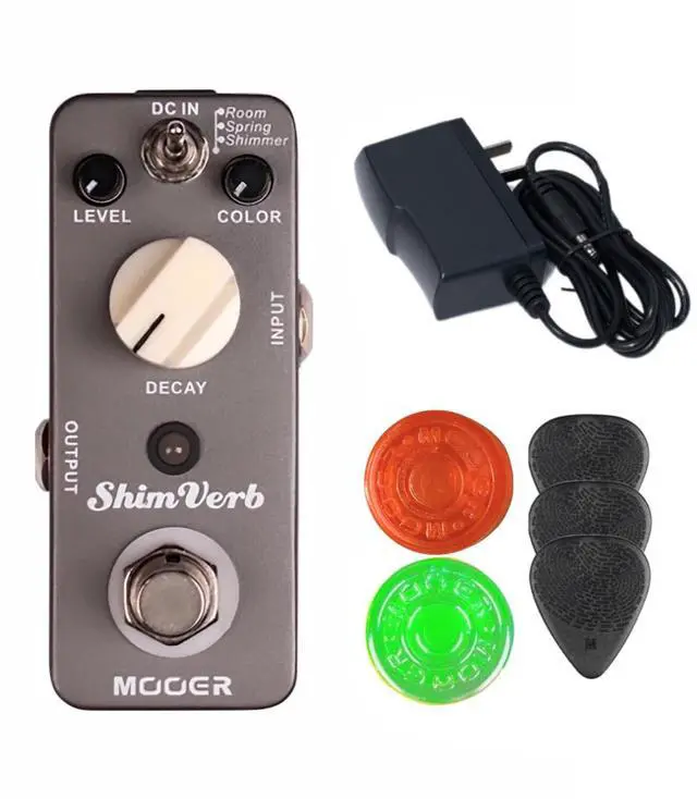 Main image of Shimverb Room, Spring, Shimmer Guitar Reverv Pedal with 9V 300mAh Pedal Power Supply, Pedalboard Footswitch Ccap, Guitar Picks