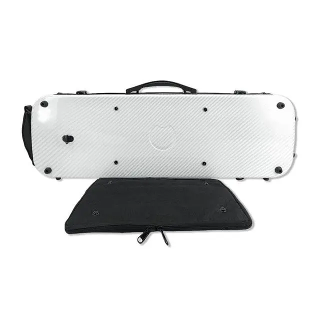 Alt view image 4 of 6 - Violin Case 4/4 full size Carbon fiber Oblong Hard shell Rectangle violin case Soft padding with Backstraps &Music Sheet Bag (White) | soft padding interior, 2 bow holders, hygrometer, backpack straps