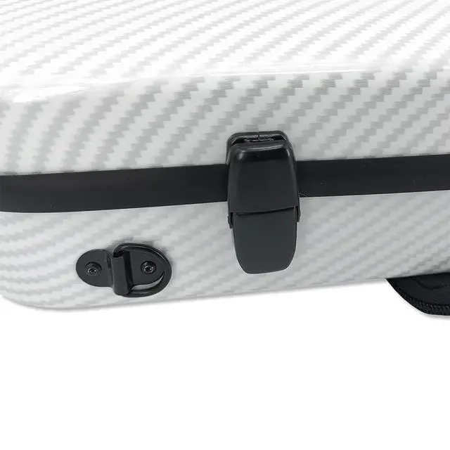 Alt view image 5 of 6 - Violin Case 4/4 full size Carbon fiber Oblong Hard shell Rectangle violin case Soft padding with Backstraps &Music Sheet Bag (White) | soft padding interior, 2 bow holders, hygrometer, backpack straps