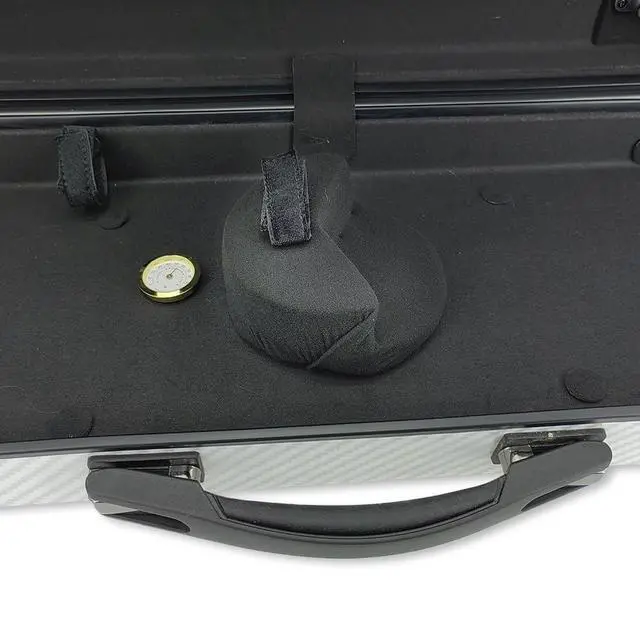 Alt view image 6 of 6 - Violin Case 4/4 full size Carbon fiber Oblong Hard shell Rectangle violin case Soft padding with Backstraps &Music Sheet Bag (White) | soft padding interior, 2 bow holders, hygrometer, backpack straps
