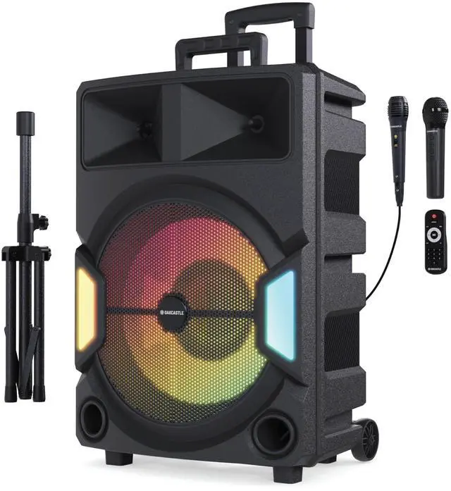 Main image of Bluetooth Portable PA System & Karaoke Machine | 150W Rechargeable, 6H Playtime | Party LED Lights, Mic Input, EQ Controls | Remote, Tripod and Microphones Included, PS500