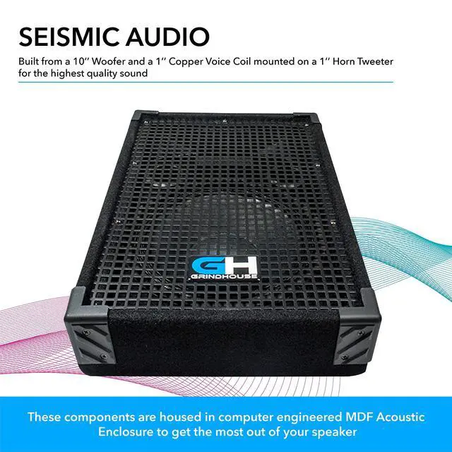Alt view image 3 of 6 - GH10M - 10 Inch Passive Wedge Floor / Stage Monitor 300 Watts RMS - PA/DJ Stage, Studio, Live Sound 10 Inch Monitor