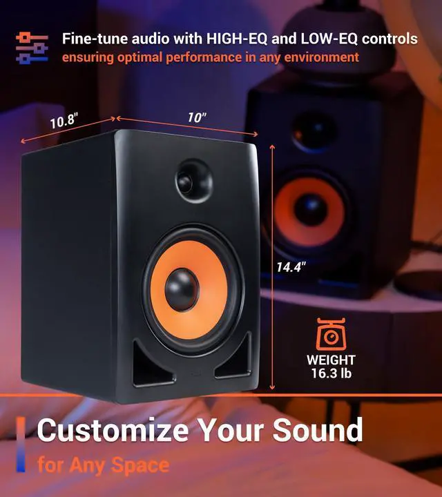 Alt view image 6 of 6 - nEar i8 8" Studio Reference Monitor, 2-Way Active Powered Speaker, Ideal for Near-Field Music Production, Studio Monitoring and Desktop Computers, Studio-Quality Sound, Sold Individually (Single)