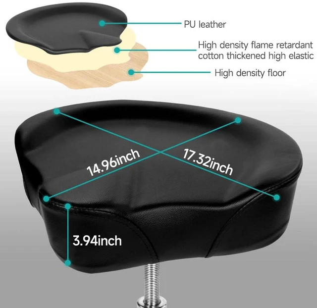 Alt view image 3 of 6 - Heavy Duty Drum Throne with Two Drumsticks, Motorcycle Style Drum Seat, Widened Drum Chair with Upgraded Materials, Height Adjustable Padded Stool, Double Braced