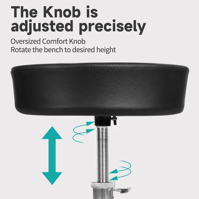 Alt view image 4 of 6 - Heavy Duty Drum Throne with Two Drumsticks, Motorcycle Style Drum Seat, Widened Drum Chair with Upgraded Materials, Height Adjustable Padded Stool, Double Braced