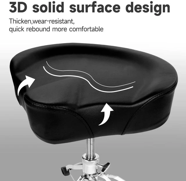 Alt view image 5 of 6 - Heavy Duty Drum Throne with Two Drumsticks, Motorcycle Style Drum Seat, Widened Drum Chair with Upgraded Materials, Height Adjustable Padded Stool, Double Braced