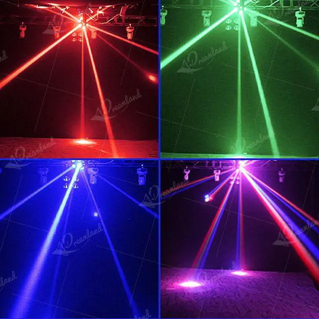 Alt view image 3 of 6 - Moving Head DJ Lights, RGBW LED Rotation Party Lights with DMX Sound Auto Control, Strobe Disco Lighting for Parties Stage Club Christmas