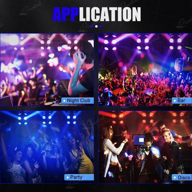 Alt view image 5 of 6 - Moving Head DJ Lights, RGBW LED Rotation Party Lights with DMX Sound Auto Control, Strobe Disco Lighting for Parties Stage Club Christmas