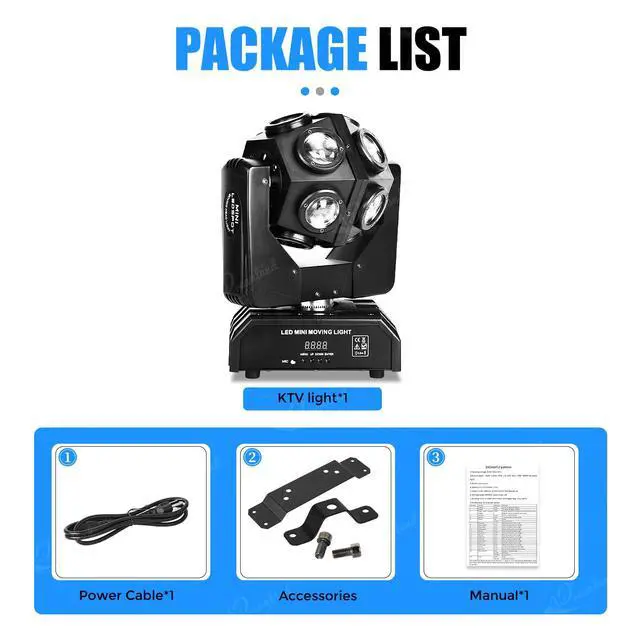 Alt view image 6 of 6 - Moving Head DJ Lights, RGBW LED Rotation Party Lights with DMX Sound Auto Control, Strobe Disco Lighting for Parties Stage Club Christmas
