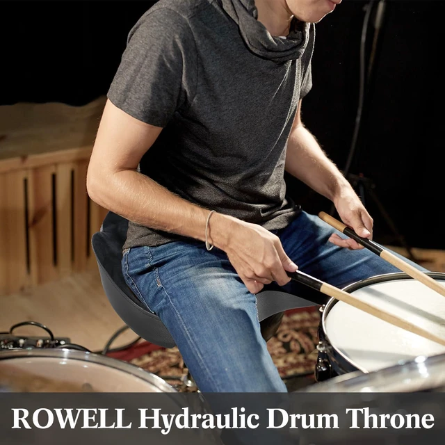 Alt view image 2 of 6 - Hydraulic Drum Throne Height Adjustable Drum Throne Heavy Duty Drum Thrones Seat Airlift Drum Stool 3.9 inch Thick Padded Drum Chair 4 Legs Drum Stools for Drummers,Guitar Players (Black)