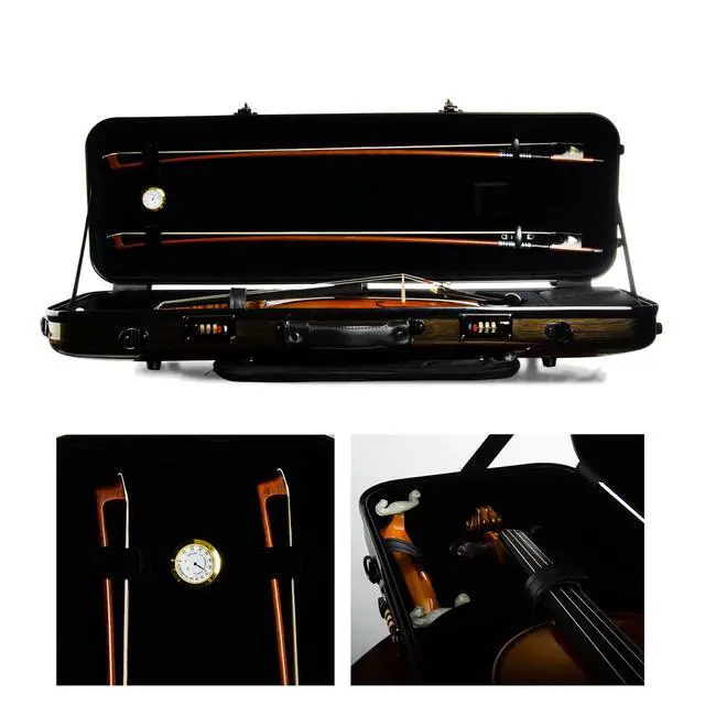 Alt view image 5 of 6 - 4/4 Full Size Violin case High-Strength Carbon Fiber Rectangular Violin Music Bag With Combination Lock and Extra Bag Golden Violin Hard Case (VB-Square-Golden spot)