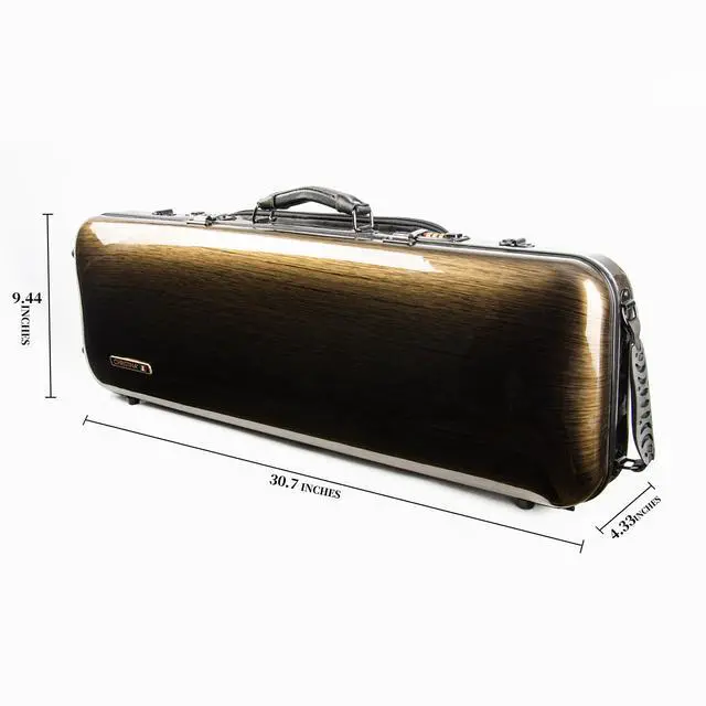 Alt view image 6 of 6 - 4/4 Full Size Violin case High-Strength Carbon Fiber Rectangular Violin Music Bag With Combination Lock and Extra Bag Golden Violin Hard Case (VB-Square-Golden spot)