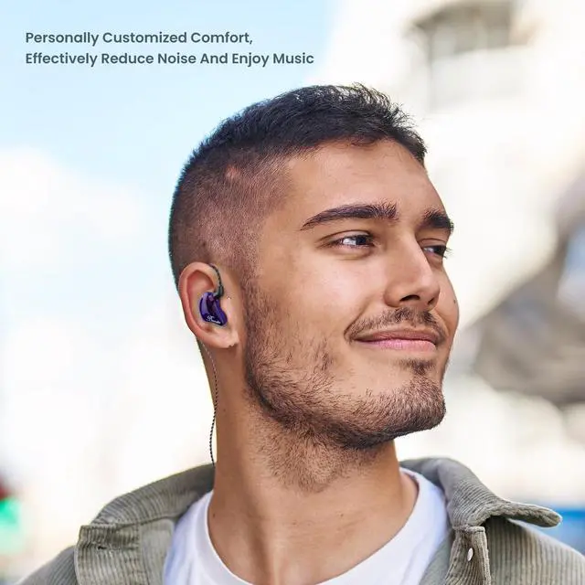 Alt view image 4 of 6 - Bmaster Triple Driver in Ear Headphones, Wired IEMs MMCX Cable, Violet | Hi-Fi Studio IEMs with Silver-Plated OFC MMCX Cable, Tuned for musicians, sound engineers and DJs for professional use