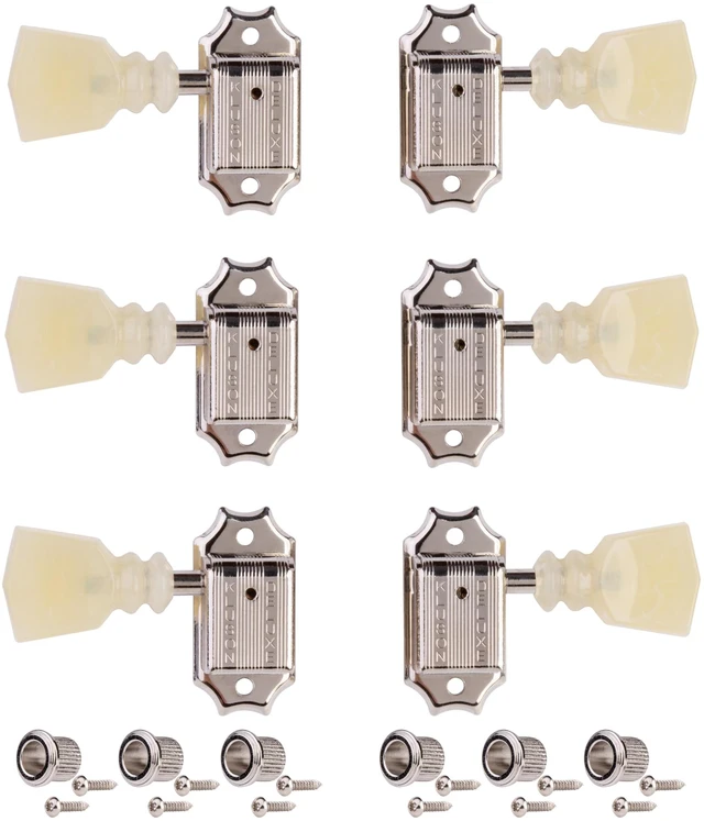 Main image of Traditional 3+3 Tuning Machines Pearl Double Ring Button Double Line Nickel