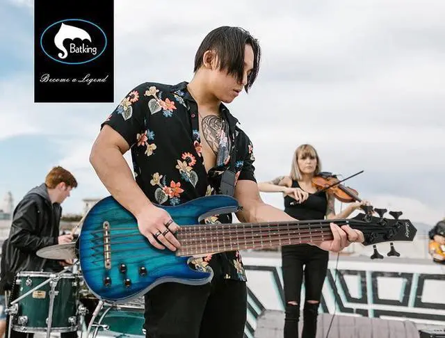 Alt view image 2 of 6 - Ukulele bass fretted 5 String Ukelele, Electric Uku bass with Gig bag(Blue)