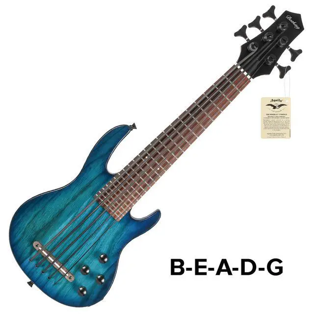 Alt view image 4 of 6 - Ukulele bass fretted 5 String Ukelele, Electric Uku bass with Gig bag(Blue)