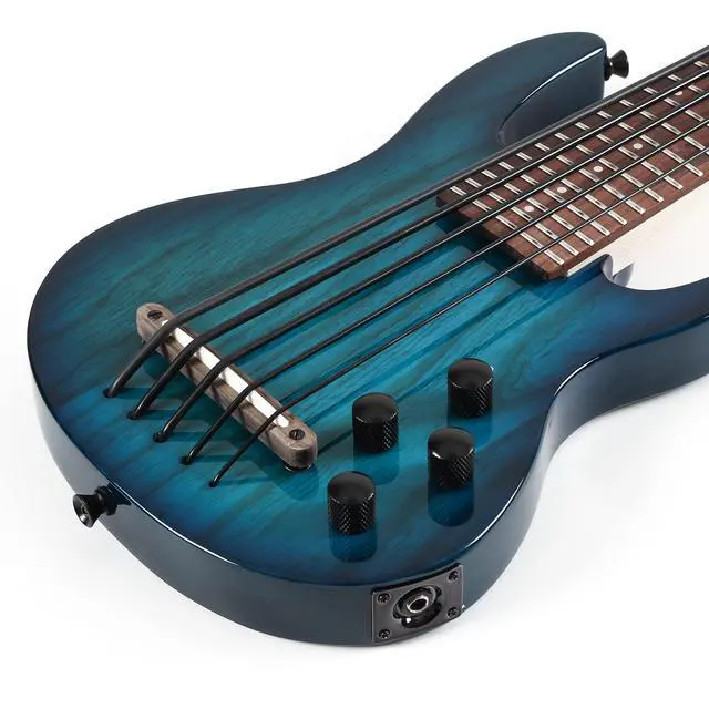 Alt view image 6 of 6 - Ukulele bass fretted 5 String Ukelele, Electric Uku bass with Gig bag(Blue)