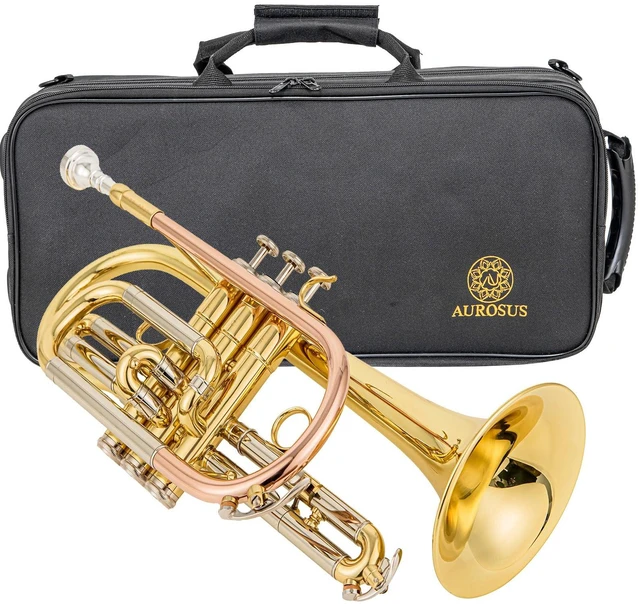 Main image of ACR 8330 cornet trumpet for beginners coronet instrument | phosphor bronze leadpipe steel valves 11.8mm bore 120mm bell lacquered saddle ring water keys case mouthpiece oil students