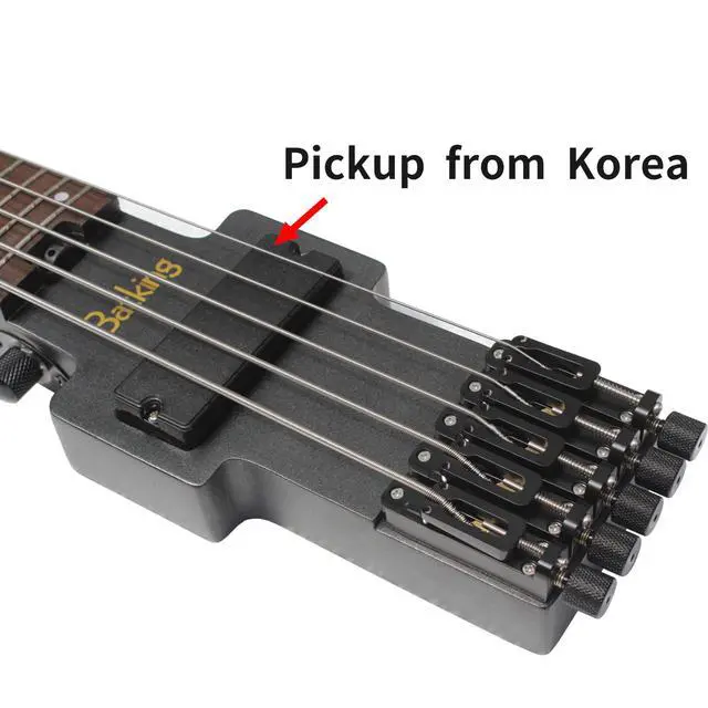 Alt view image 4 of 6 - Travel Bass Guitar Electric Headless Bass, 5 Strings Electric Bass with Gigbag & Truss Road & Wire