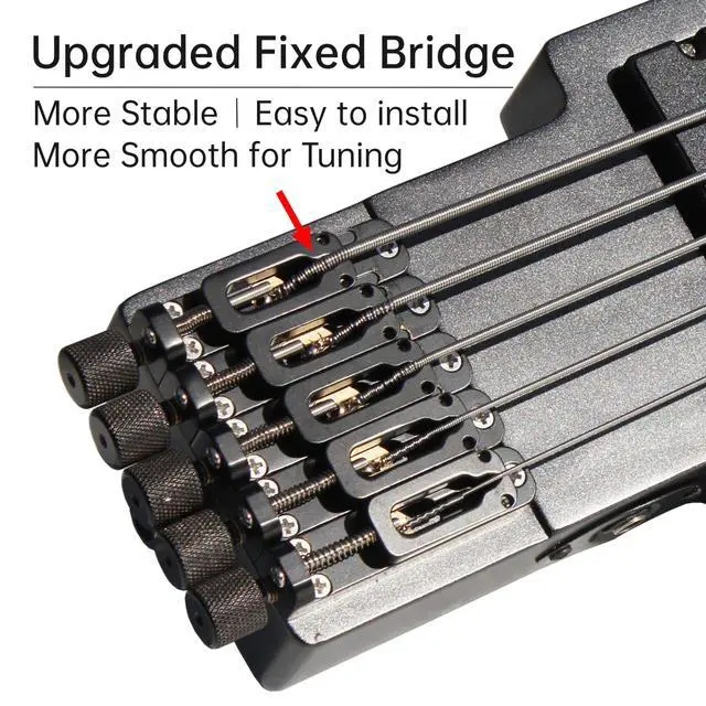 Alt view image 5 of 6 - Travel Bass Guitar Electric Headless Bass, 5 Strings Electric Bass with Gigbag & Truss Road & Wire