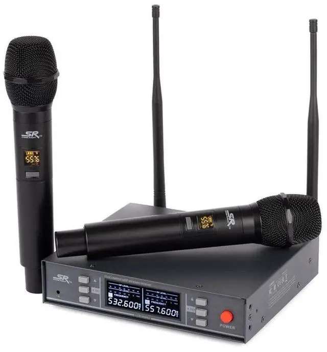 Main image of 200-Channel UHF Dual Handheld Wireless Microphones System, 262 Feet (80 Meter) Range, Perfect for Church, Birthdays, Karaoke, Weddings, Events - Stage Right Series,Black