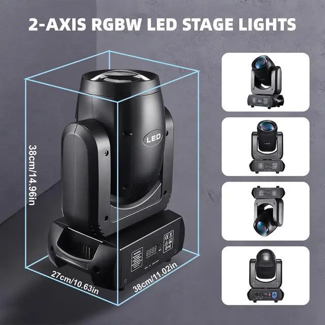 Alt view image 5 of 6 - 150w Moving Head Dj Light For Party, Stage Beam 18 Prisms Lights | Rainbow Color Wheel, 8 GOBO Patterns, 8 Colors, 12 Channels, DMX512 Sound Activated Auto Mode for Party Wedding