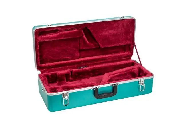 Alt view image 2 of 6 - ABS Alto Saxophone Case Rectangular Mint Blue Finish, Burgundy Velvet Interior, Security Lock & Detachable Strap