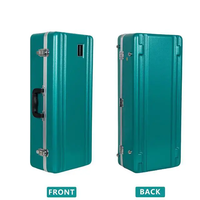 Alt view image 3 of 6 - ABS Alto Saxophone Case Rectangular Mint Blue Finish, Burgundy Velvet Interior, Security Lock & Detachable Strap