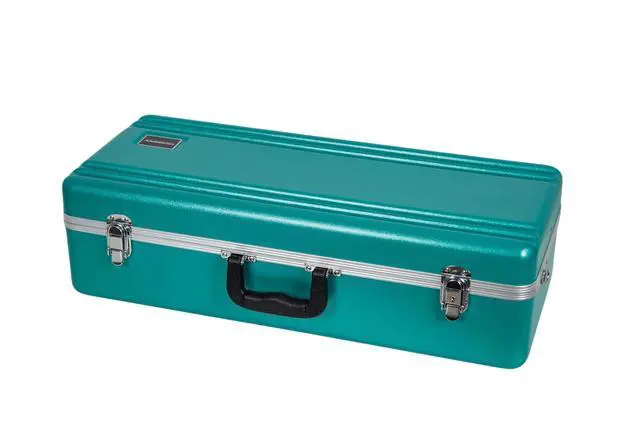 Alt view image 5 of 6 - ABS Alto Saxophone Case Rectangular Mint Blue Finish, Burgundy Velvet Interior, Security Lock & Detachable Strap