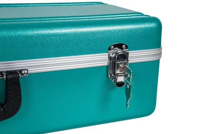 Alt view image 6 of 6 - ABS Alto Saxophone Case Rectangular Mint Blue Finish, Burgundy Velvet Interior, Security Lock & Detachable Strap