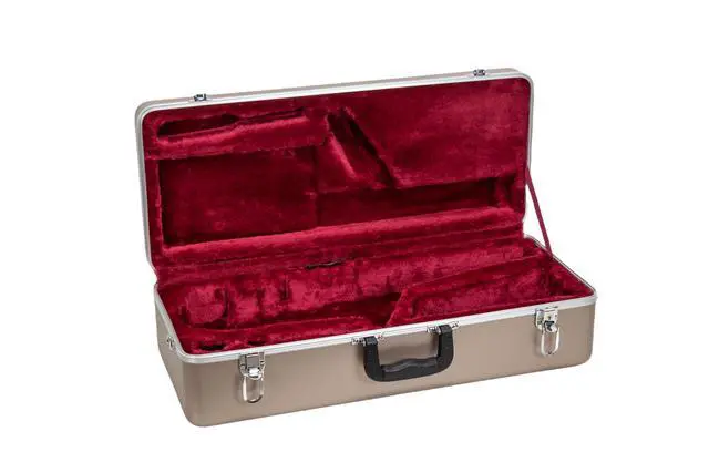 Alt view image 2 of 6 - ABS Alto Saxophone Case Rectangular Champagne Finish, Burgundy Velvet Interior, Security Lock & Detachable Strap