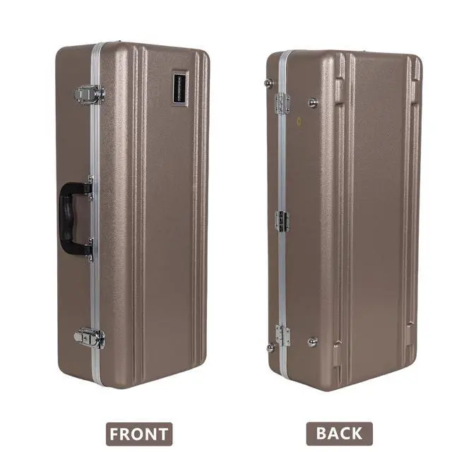 Alt view image 3 of 6 - ABS Alto Saxophone Case Rectangular Champagne Finish, Burgundy Velvet Interior, Security Lock & Detachable Strap