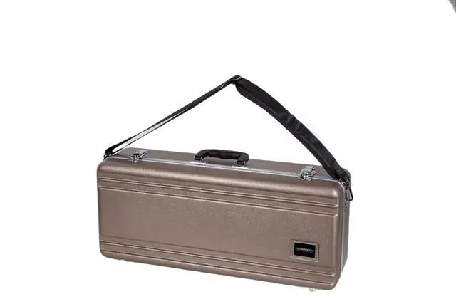 Alt view image 4 of 6 - ABS Alto Saxophone Case Rectangular Champagne Finish, Burgundy Velvet Interior, Security Lock & Detachable Strap