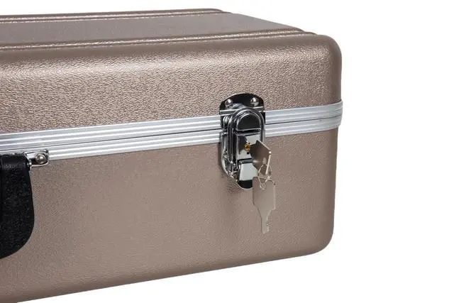 Alt view image 6 of 6 - ABS Alto Saxophone Case Rectangular Champagne Finish, Burgundy Velvet Interior, Security Lock & Detachable Strap