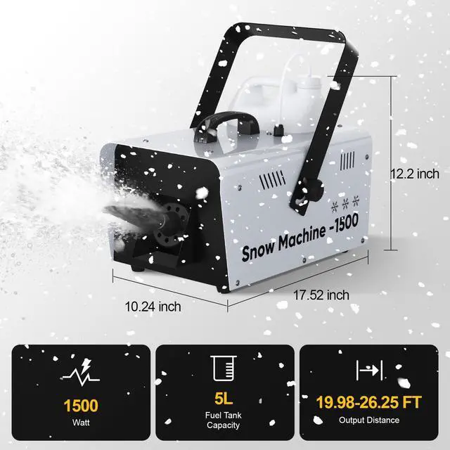 Alt view image 3 of 6 - Snow Machine,1500W Snow Maker With Remote Control for Indoor Outdoor | 1500W Snow Output,Realistic Snow Effect,Remote Control Operation,Compact Design for Christmas,Events,Parties and Decorations
