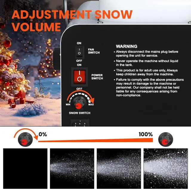 Alt view image 4 of 6 - Snow Machine,1500W Snow Maker With Remote Control for Indoor Outdoor | 1500W Snow Output,Realistic Snow Effect,Remote Control Operation,Compact Design for Christmas,Events,Parties and Decorations